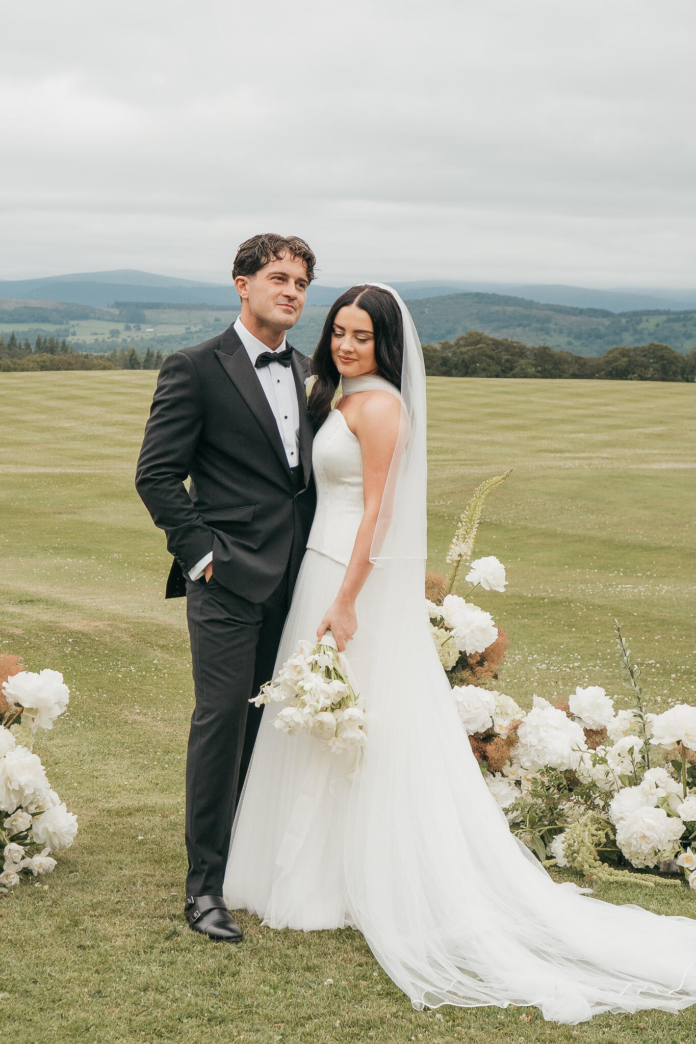 Wedding couple portrait in Scotland Bride and groom portrait in the Scottish countryside on their wedding day